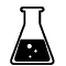 Black icon of a laboratory flask with bubbling liquid, representing experimentation or chemistry.