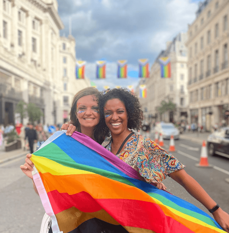 Tash and Marthe Koster-Thomas (new parents) met in Bali.