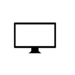 Black outline icon of a desktop computer monitor with a blank white screen.