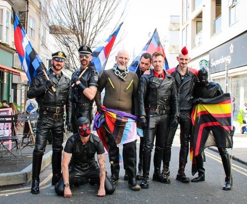 U.K. Leather scene with guys from Leathermen South in Brighton.